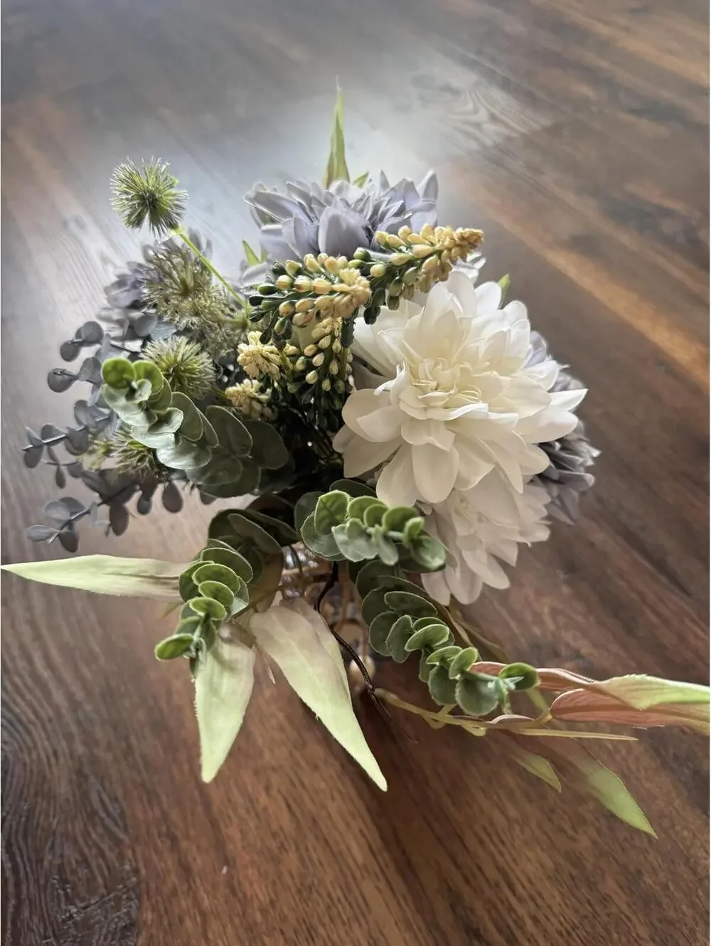 Primrue | Blue & White Faux Flowers in Glass Vase | NWOT | 1065